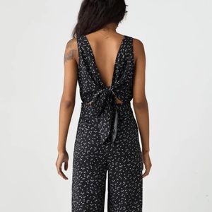 VETTA Capsule Two Piece Apron Jumpsuit Black Ditsy Floral